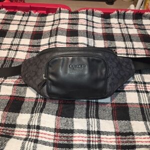 Coach Signature Black and Gray Belt Bag